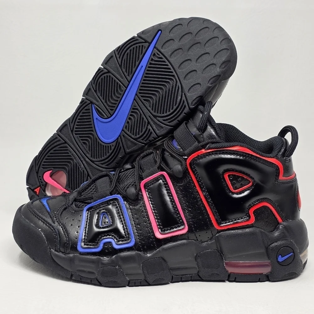Nike Air More Uptempo 96 Black Retro High Top Basketball Sneakers Youth Size 6Y